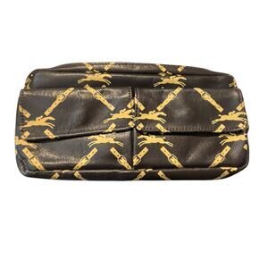 Longchamp Leather Clutch Bag with Lattice Horse Logo Pattern Vintage